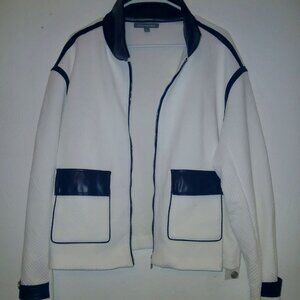 Kate & Mallory White Jacket with Black Trim – Size XL – Brand New